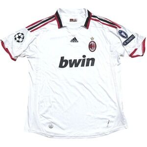 Adidas White Black AC Milan Soccer Jersey Mens XXL 2XL 2009-2010 Away Ronaldinho